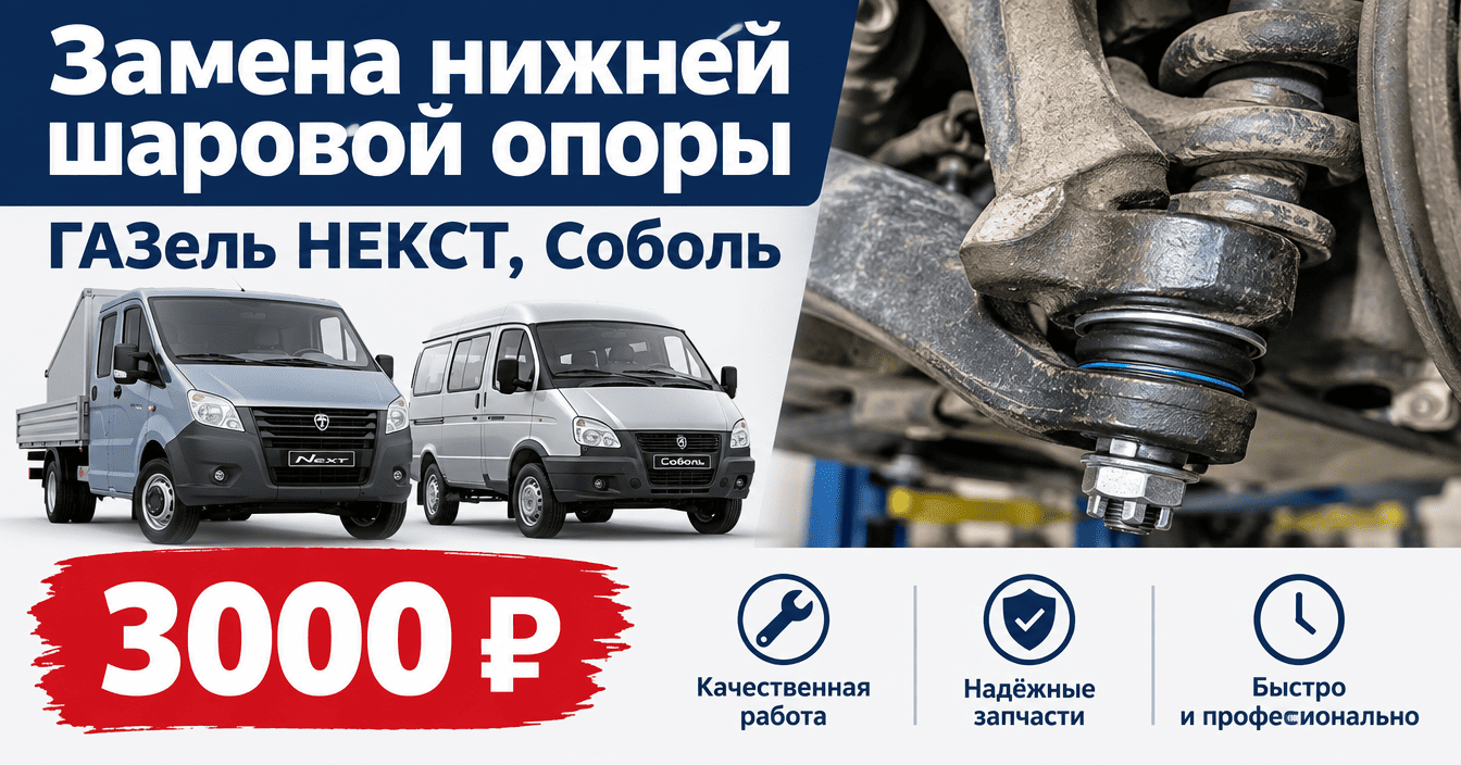 Замена нижней шаровой опоры Газель Некст, Соболь