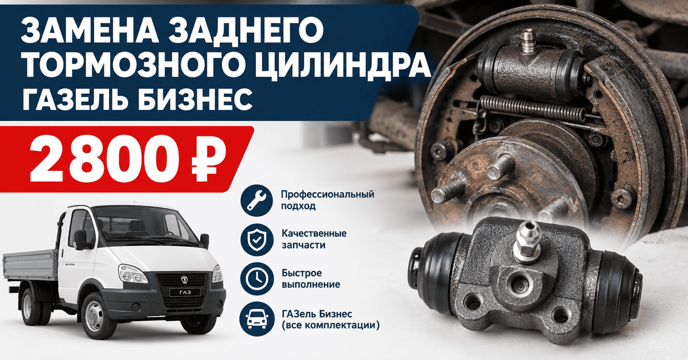Замена заднего тормозного цилиндра Газель Бизнес