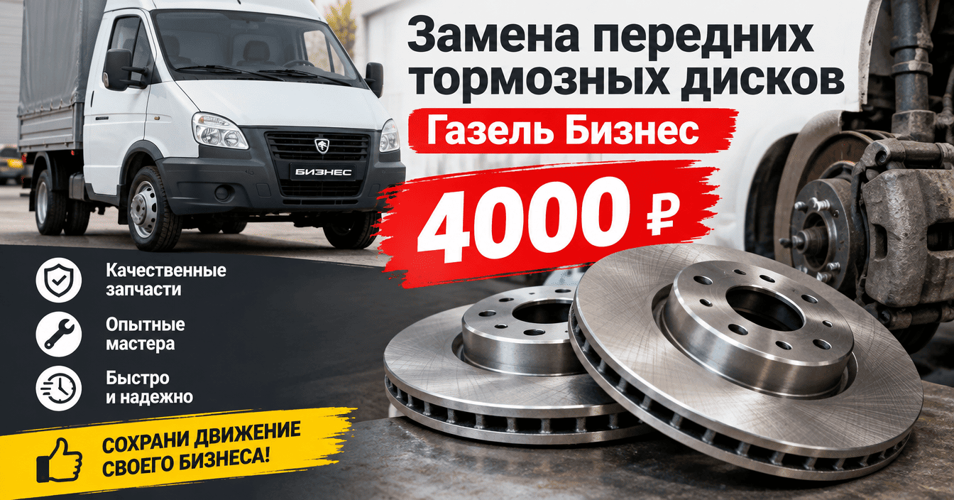 Замена передних тормозных дисков Газель Бизнес