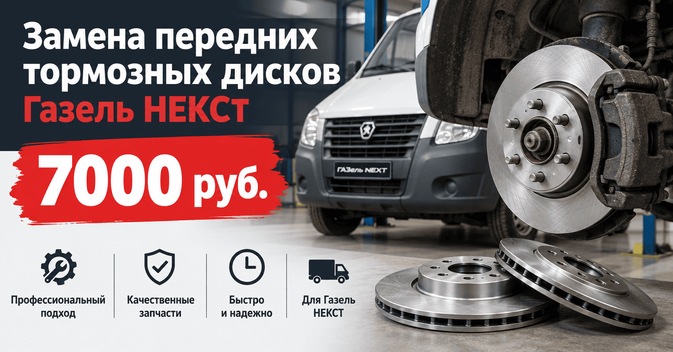 Замена передних тормозных дисков Газель Некст