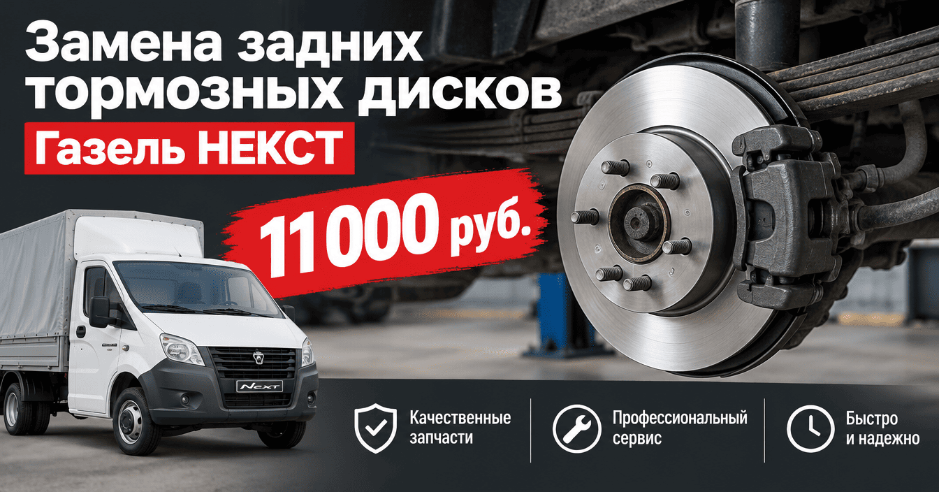 Замена задних тормозных дисков Газель Некст