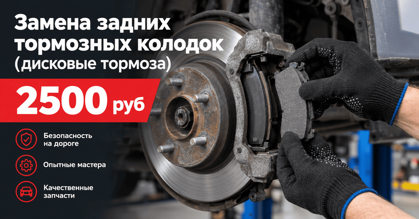 Замена задних тормозных колодок (дисковые тормоза)